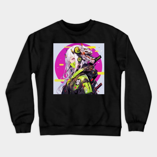 Anime Cyborg Warrior Crewneck Sweatshirt by taoistviking